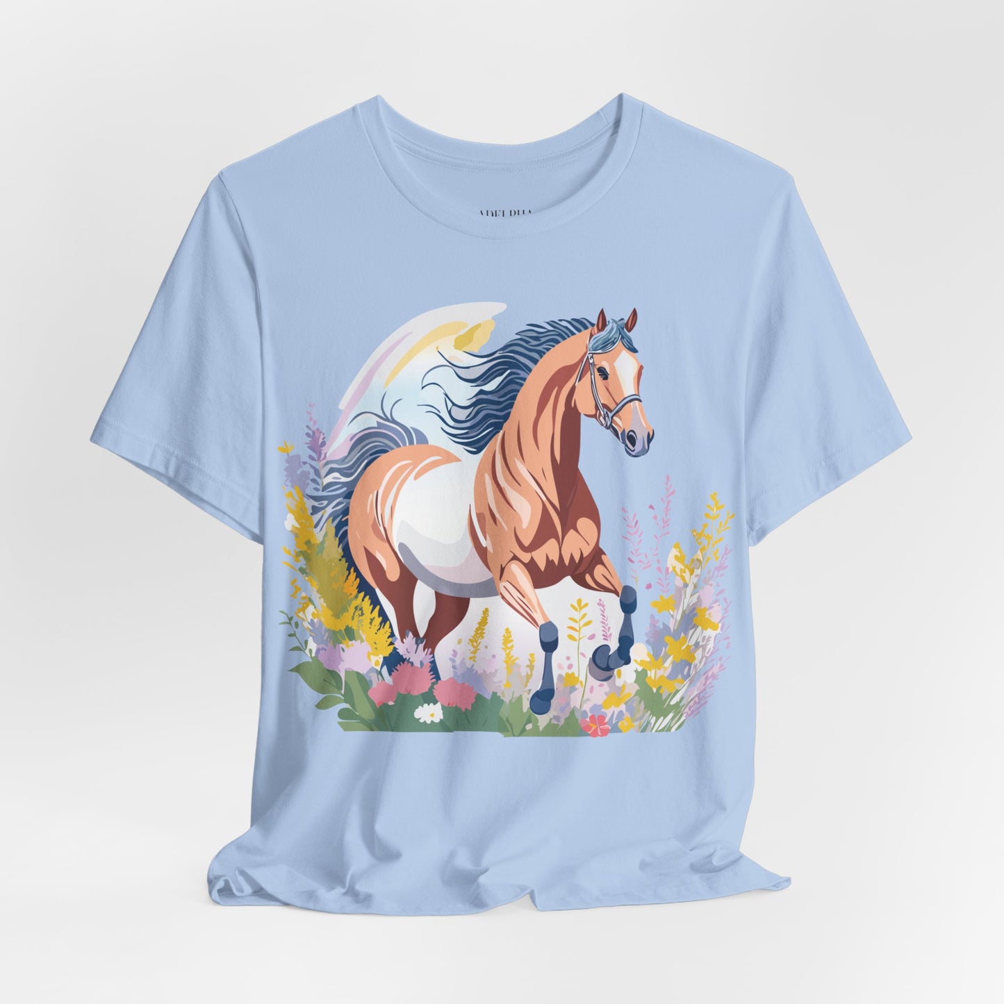 Natural Cotton Tee Shirt with Horse