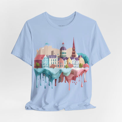 Natural Cotton Tee Shirt - Beautiful Places Collection - Warnemünde and Rostock - Germany Printify