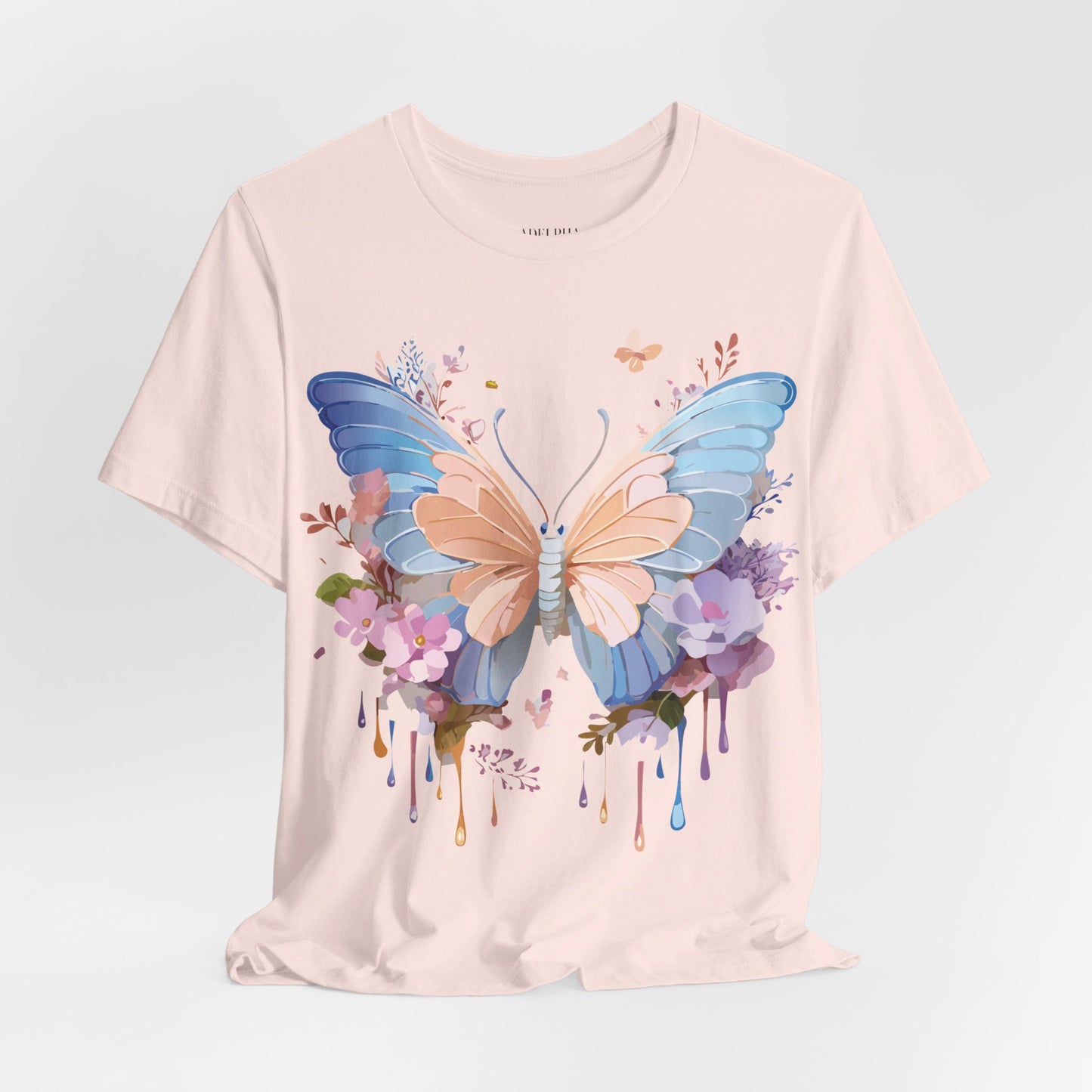 Natural Cotton Tee Shirt with Butterfly