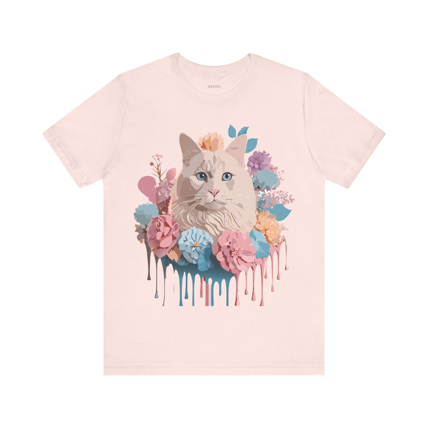 Natural Cotton Tee Shirt with Cat