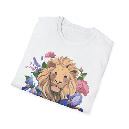 Unisex Softstyle Lion Shirt Floral Lion Tee Animal Print Graphic Tee