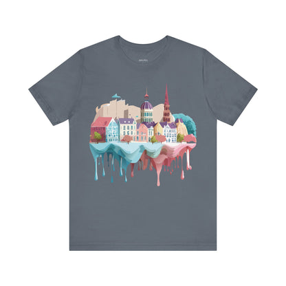 Natural Cotton Tee Shirt - Beautiful Places Collection - Warnemünde and Rostock - Germany Printify