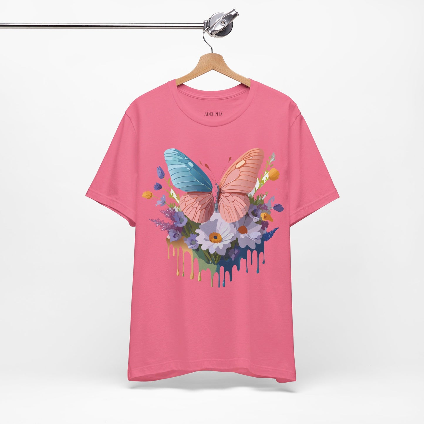 Natural Cotton Tee Shirt with Butterfly