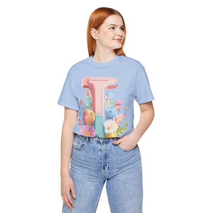 Natural Cotton Tee Shirt - Letters Collection - I Printify