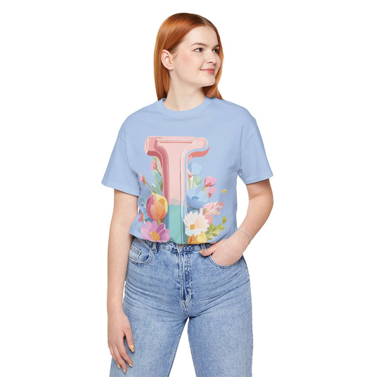 Natural Cotton Tee Shirt - Letters Collection - I Printify