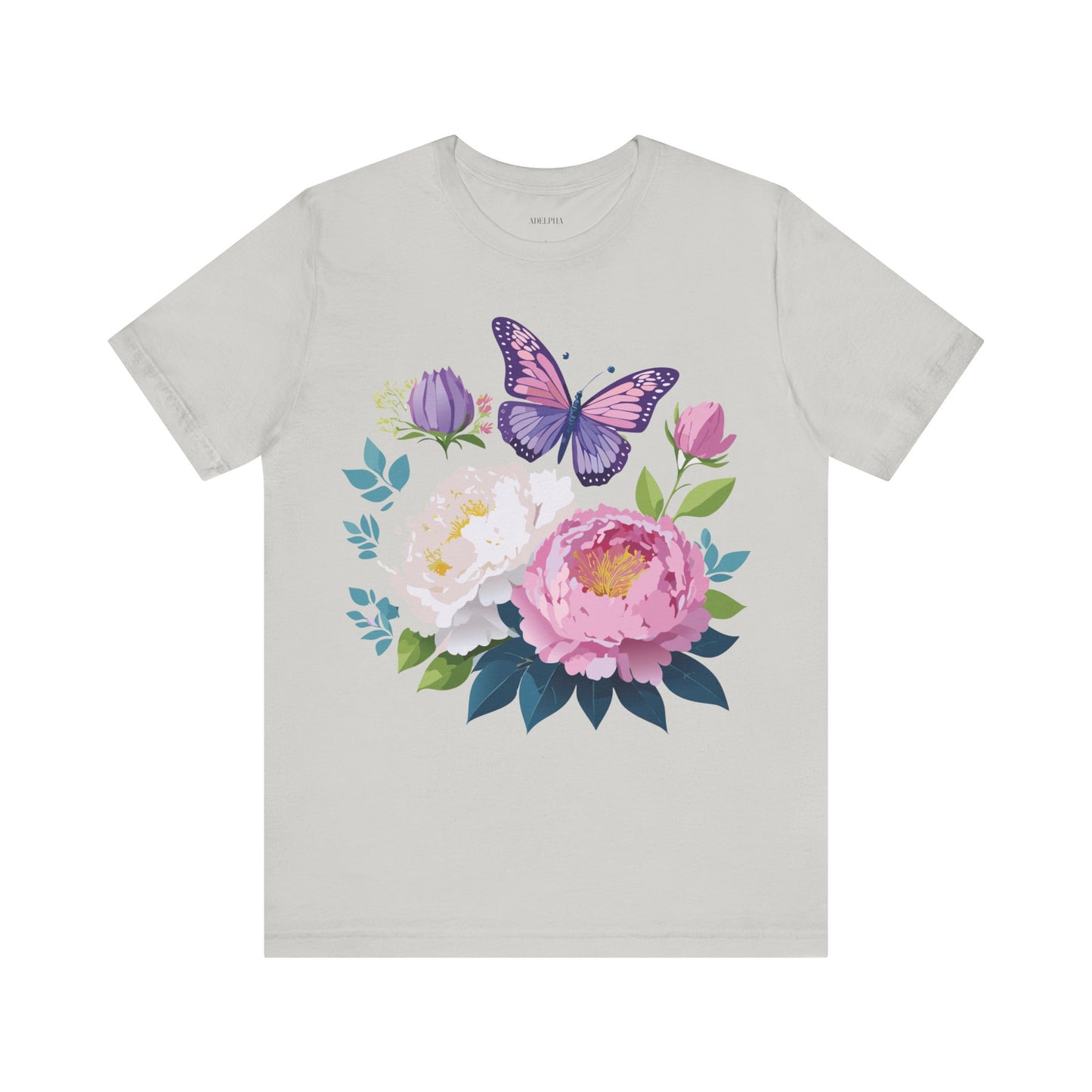 T-shirt en coton naturel avec fleurs