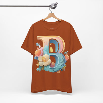 Natural Cotton Tee Shirt - Letters Collection - B Printify