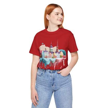 Natural Cotton Tee Shirt - Beautiful Places Collection - Warnemünde and Rostock - Germany Printify