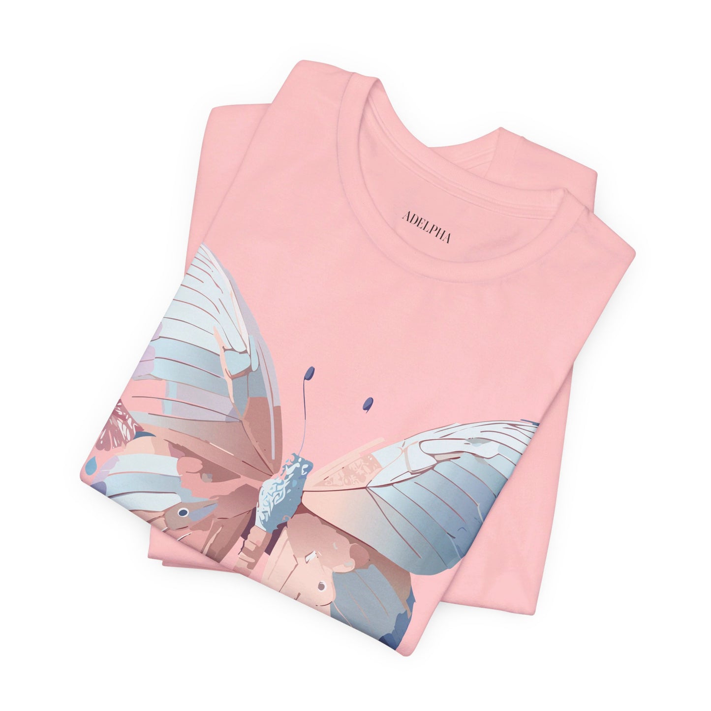 Natural Cotton Tee Shirt with Butterfly