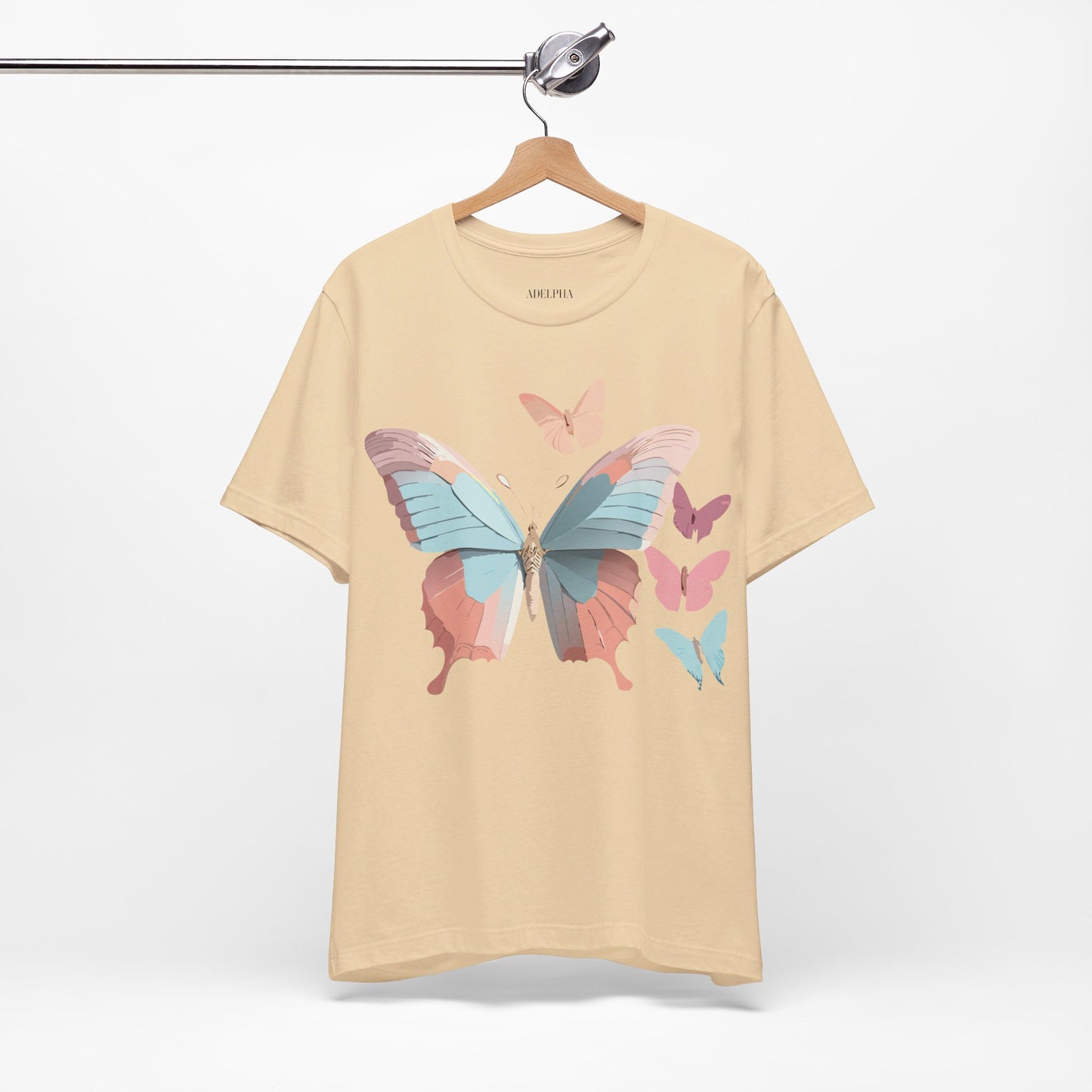 Natural Cotton Tee Shirt with Butterfly