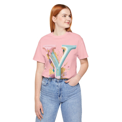 Natural Cotton Tee Shirt - Letters Collection - Y Printify