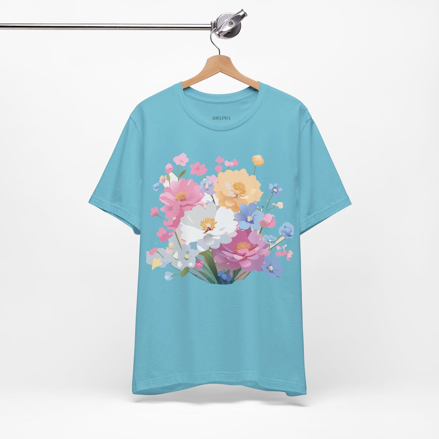 T-shirt en coton naturel avec fleurs