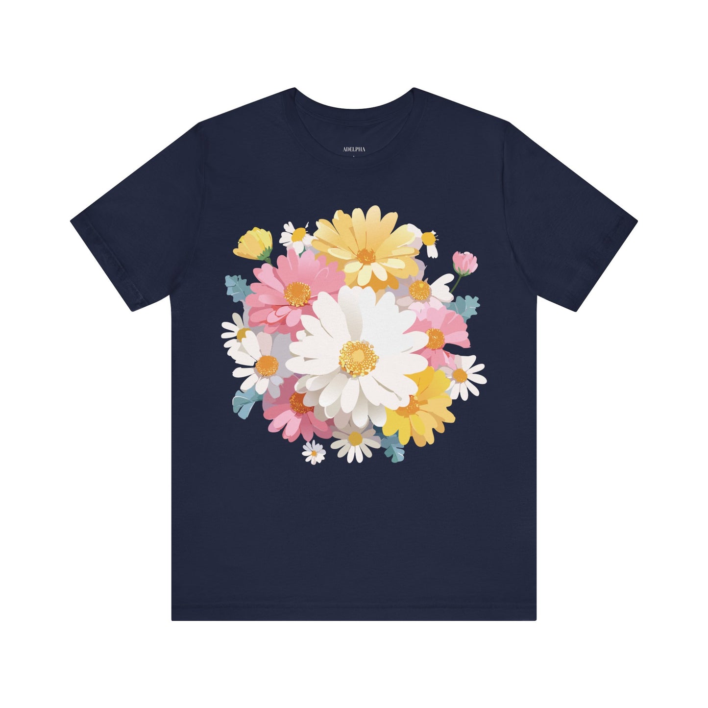 Natural Cotton Tee Shirt with Flowers