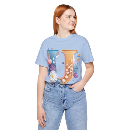 Natural Cotton Tee Shirt - Letters Collection - U Printify