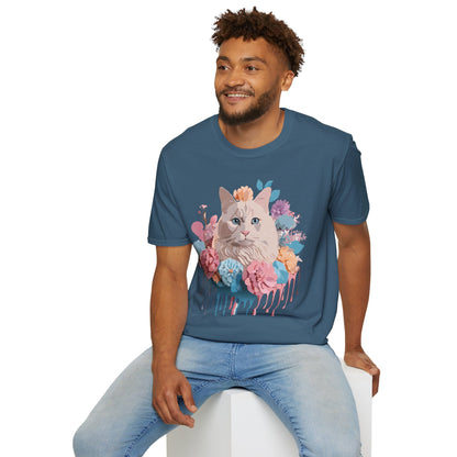Cat Shirt Unisex Short Sleeve Cat Tee Kitten Design Gildan Softstyle 64000 Tee