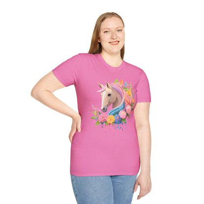 Unisex Horse Shirt Soft Cotton Tee With Animal Artwork Gildan Softstyle