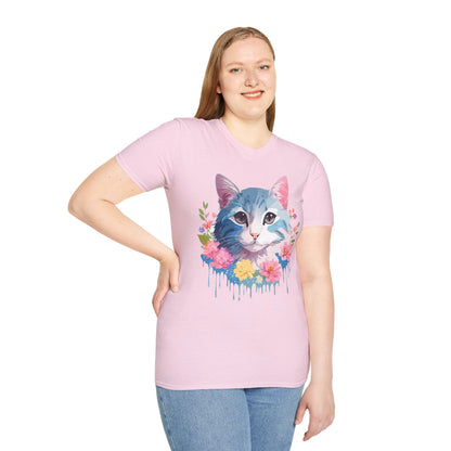 Cat Shirt Unisex Cat Tee Kitten Print Gildan Softstyle 64000