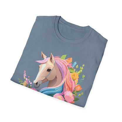 Unisex Horse Shirt Soft Cotton Tee With Animal Artwork Gildan Softstyle