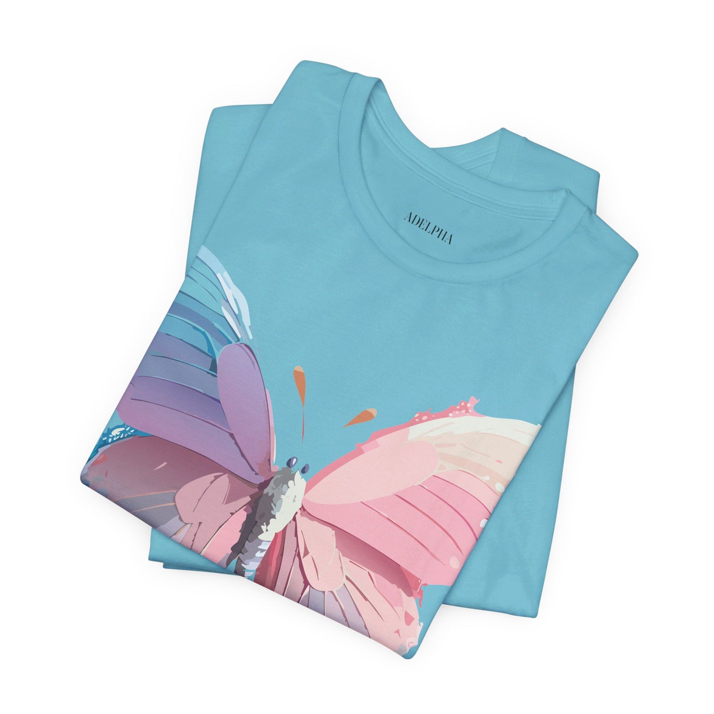 Natural Cotton Tee Shirt with Butterfly