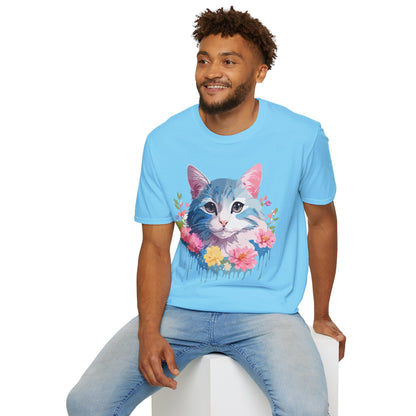Cat Shirt Unisex Cat Tee Kitten Print Gildan Softstyle 64000