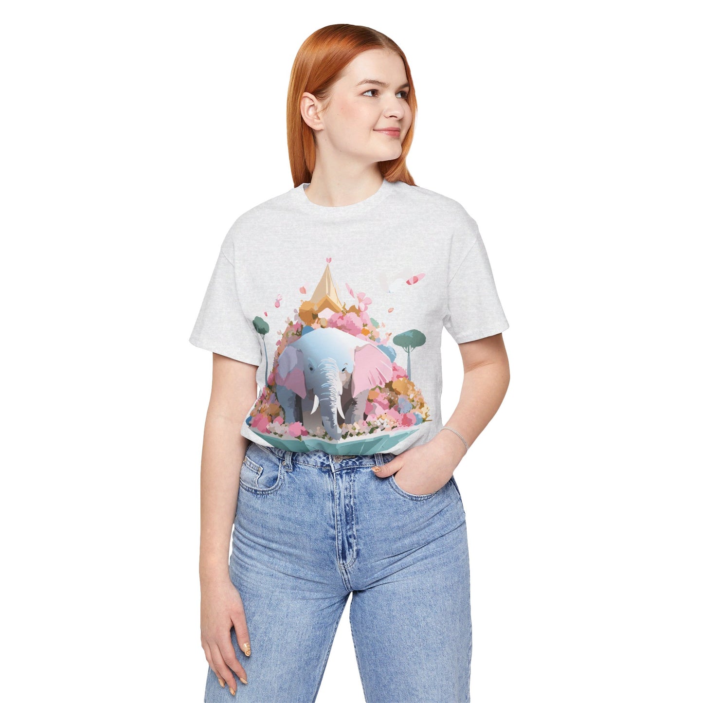 T-shirt en coton naturel avec motif éléphant