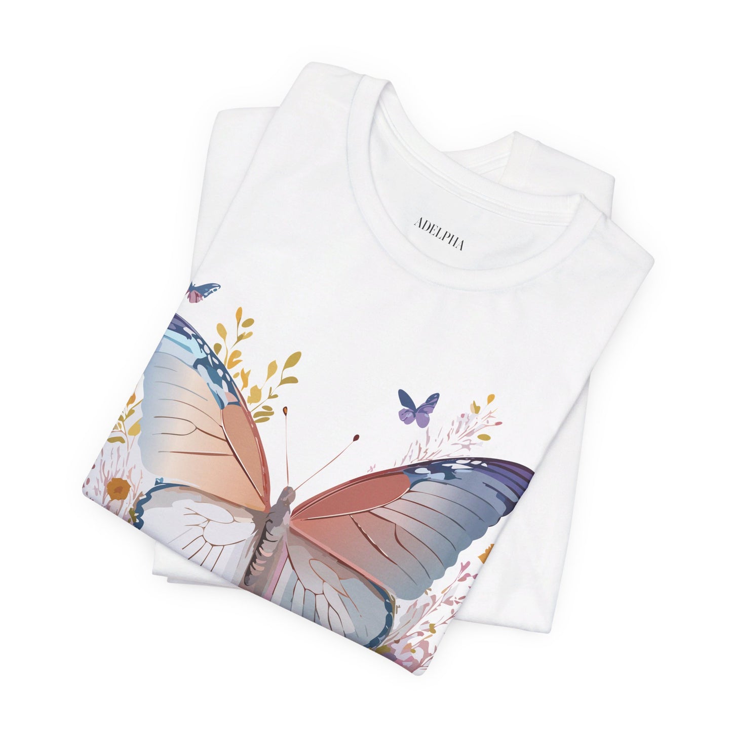 Natural Cotton Tee Shirt with Butterfly