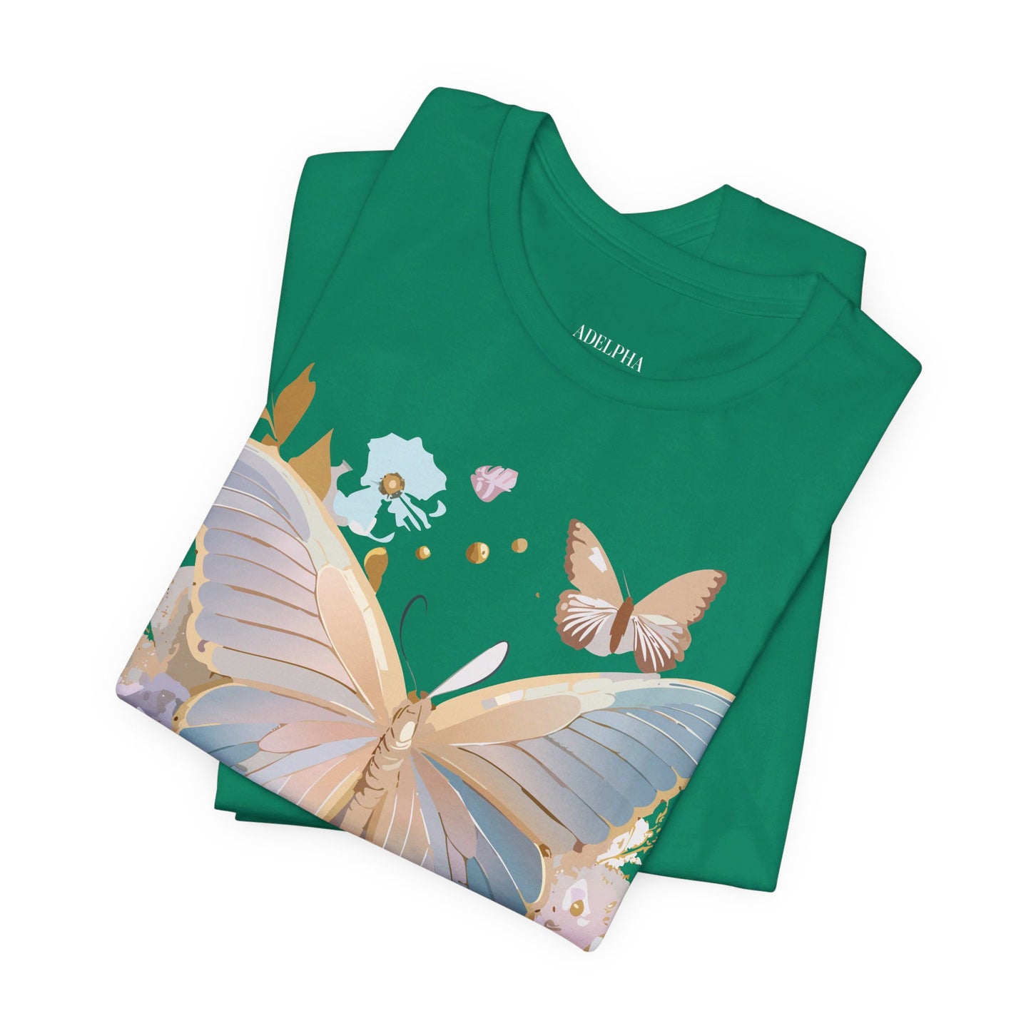 Natural Cotton Tee Shirt with Butterfly