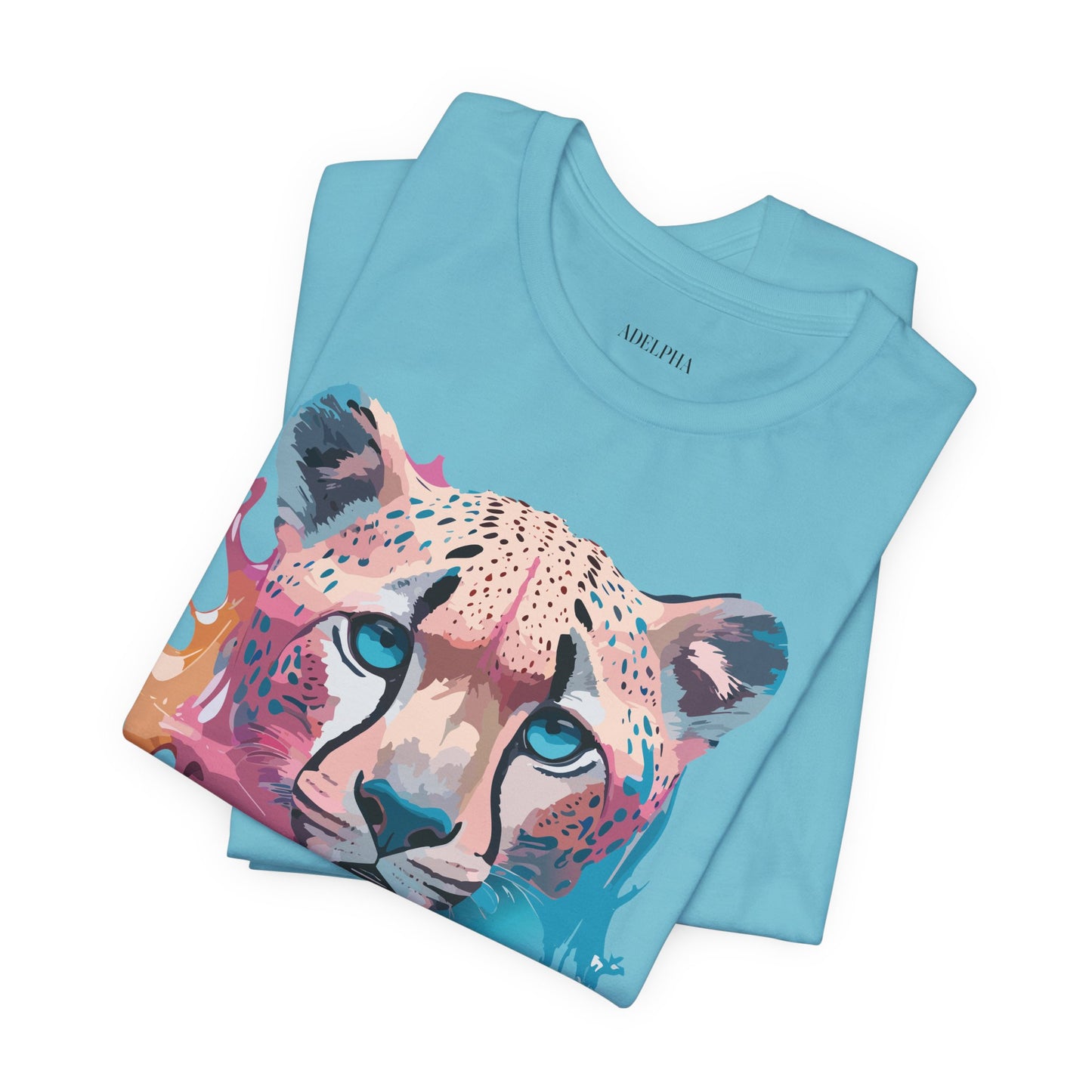 Natural Cotton Tee Shirt with Cheetah