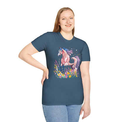 Horse Shirt Unisex Tee Animal Print Gildan Softstyle 64000 Ring Spun Cotton