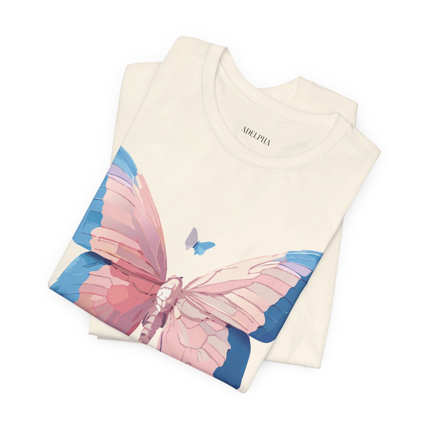 Natural Cotton Tee Shirt with Butterfly