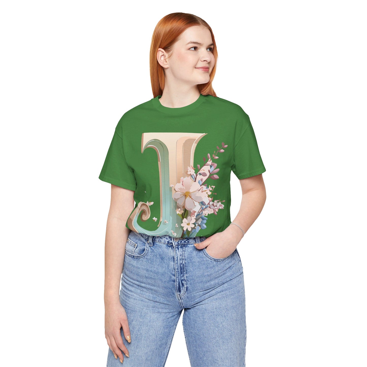 Natural Cotton Tee Shirt - Letters Collection - J