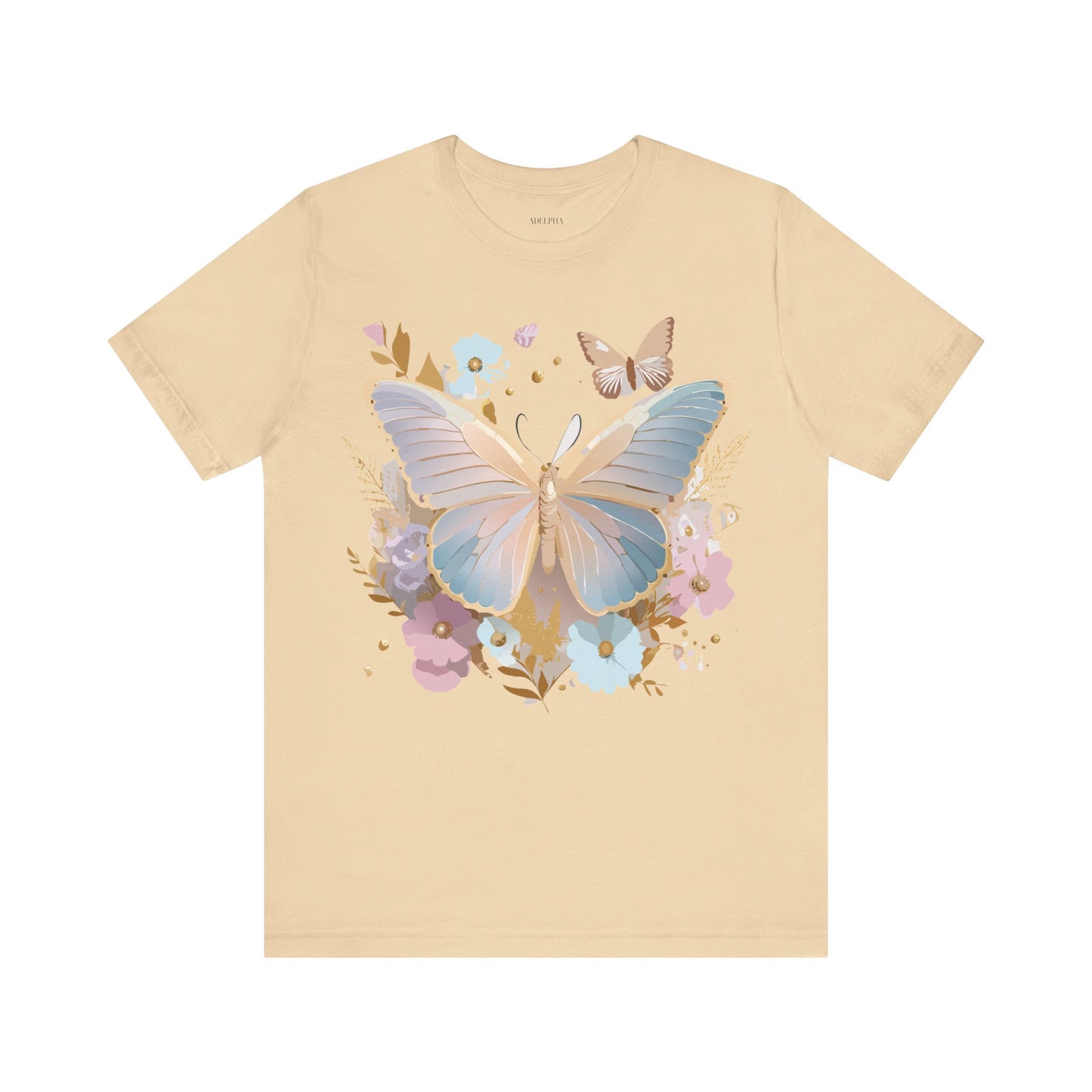 Natural Cotton Tee Shirt with Butterfly