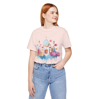 Natural Cotton Tee Shirt - Taj Mahal, India Printify