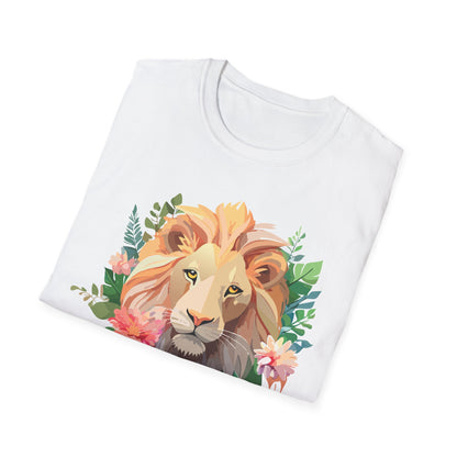 Gildan Unisex Lion Shirt Floral Lion Tee Animal Print Softstyle Tee