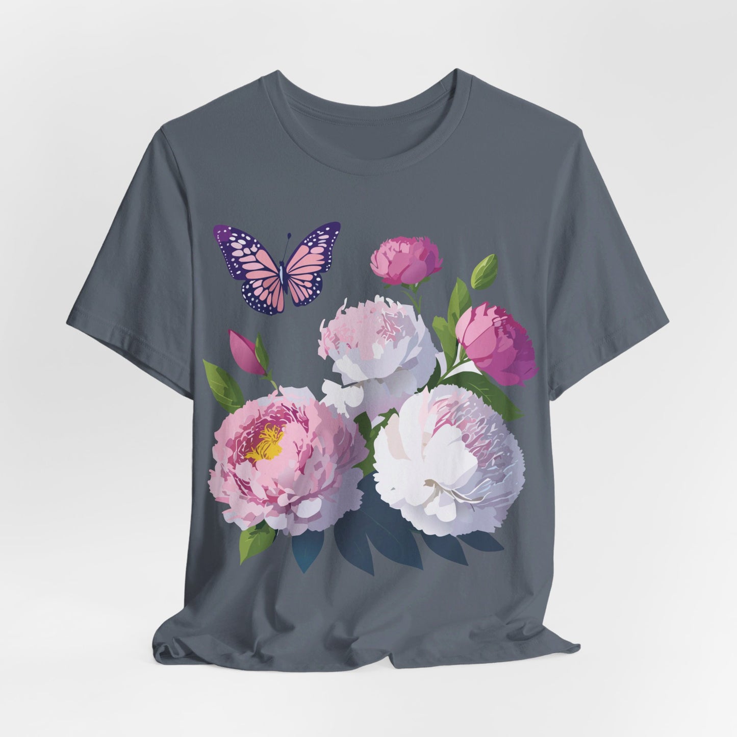 T-shirt en coton naturel avec fleurs