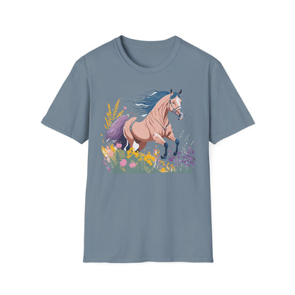 Unisex Horse Shirt With Animal Design Gildan Softstyle 64000 Tee