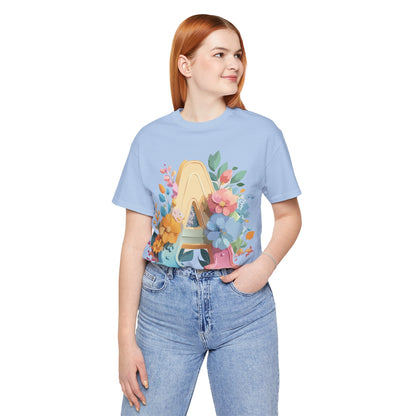 Natural Cotton Tee Shirt - Letters Collection - A Printify