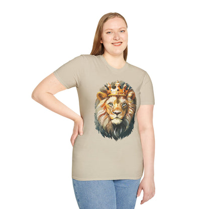 Unisex Lion Print T Shirt Softstyle 64000 One Hundred Percent Ring Spun Cotton