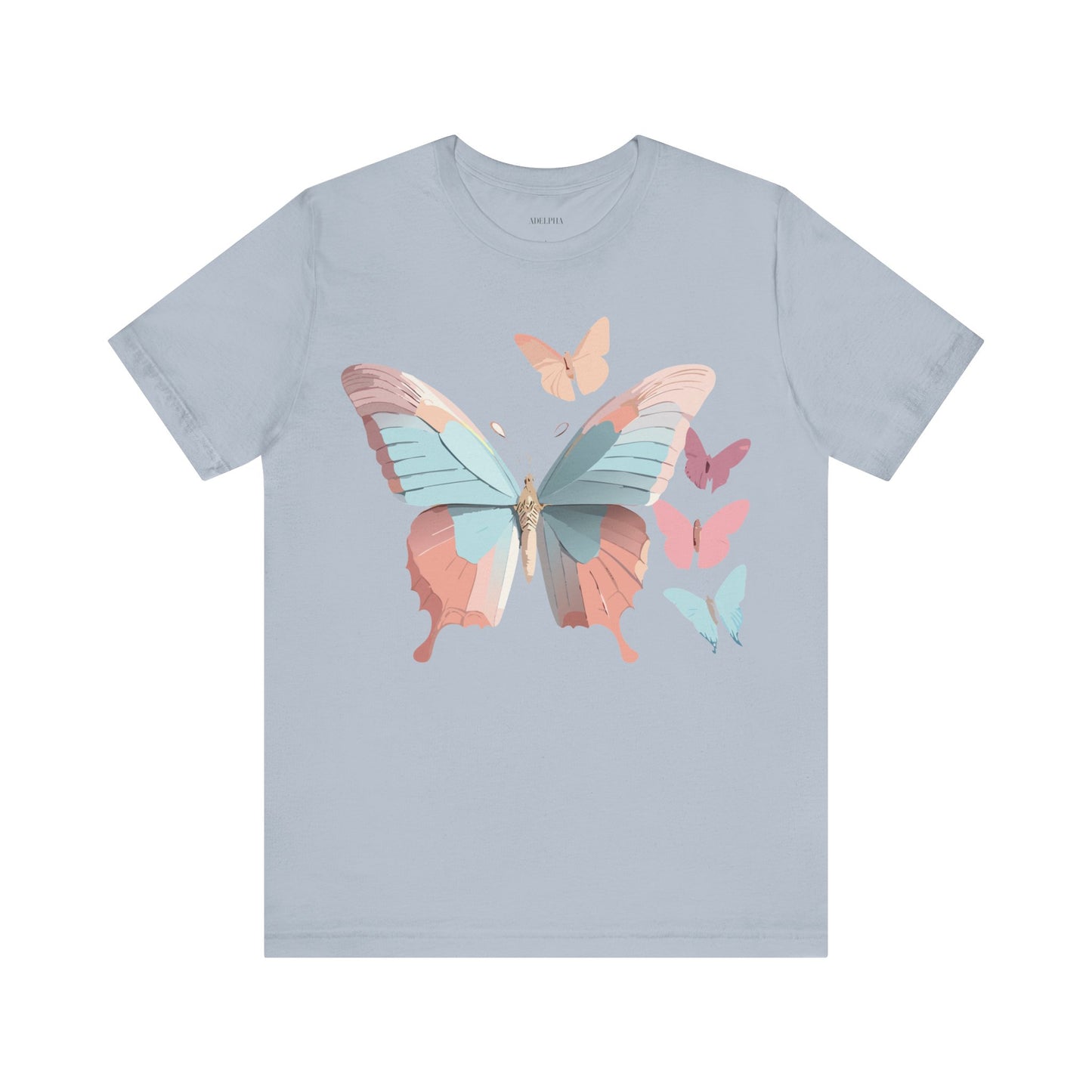 Natural Cotton Tee Shirt with Butterfly