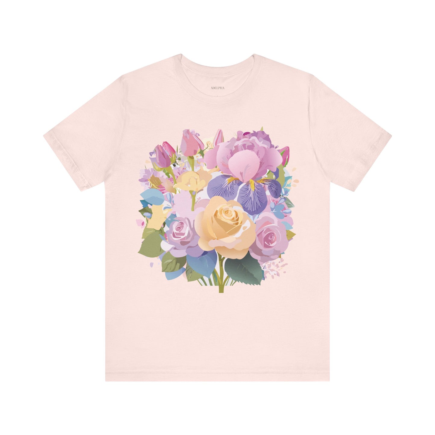 Natural Cotton Tee Shirt with Flowers