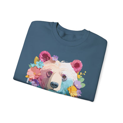 Unisex Floral Bear Sweatshirt Gildan 18000 Art Design Animals