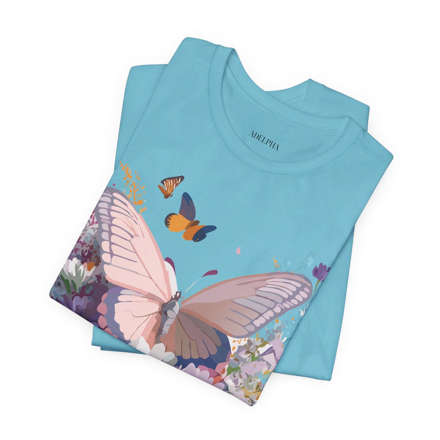 Natural Cotton Tee Shirt with Butterfly