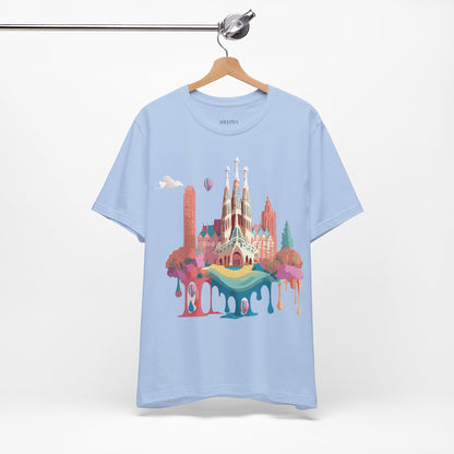 Natural Cotton Tee Shirt - Beautiful Places Collection - Barcelona Printify