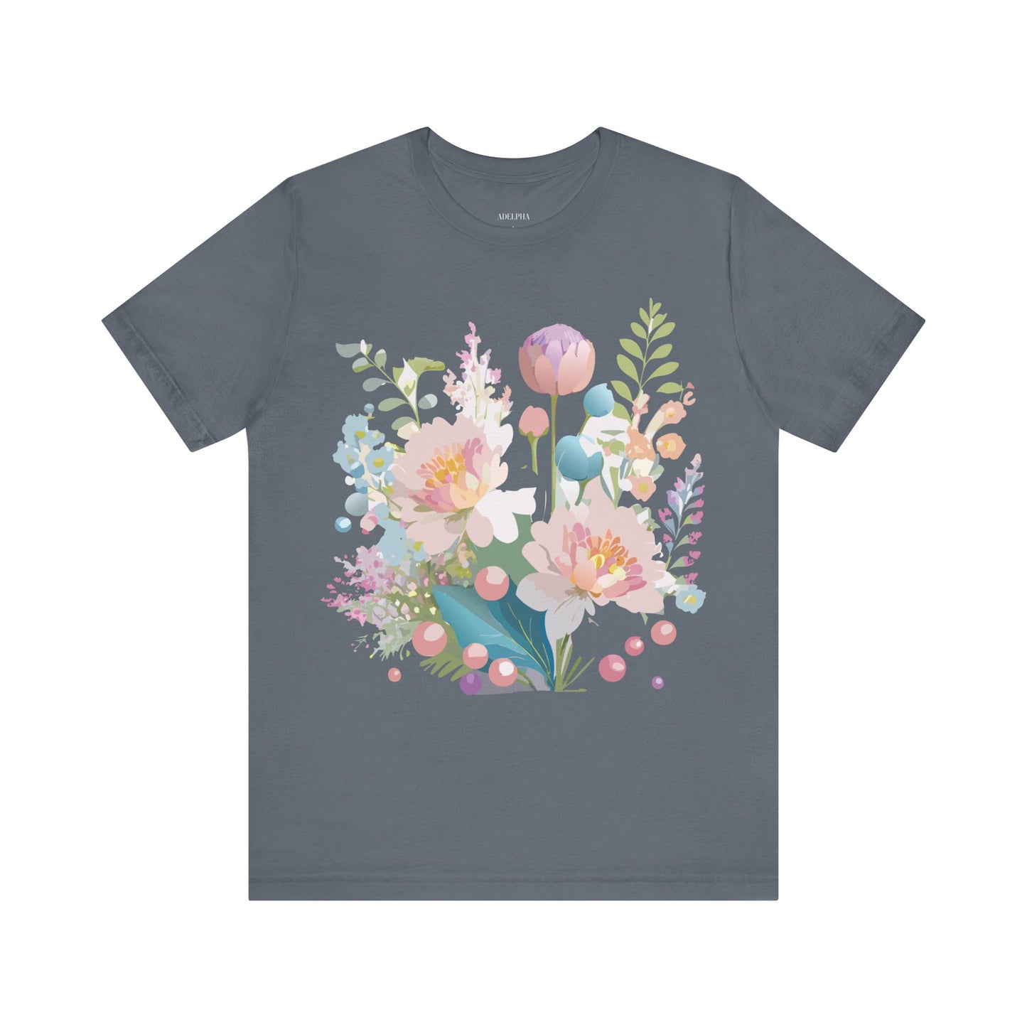 Natural Cotton Tee Shirt with Flowers