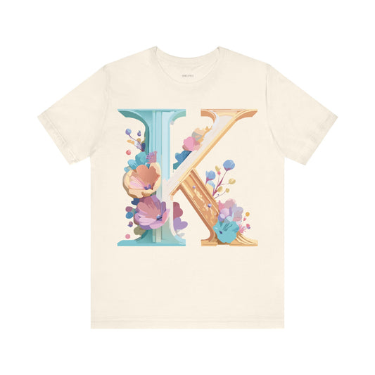 Natural Cotton Tee Shirt - Letters Collection - K