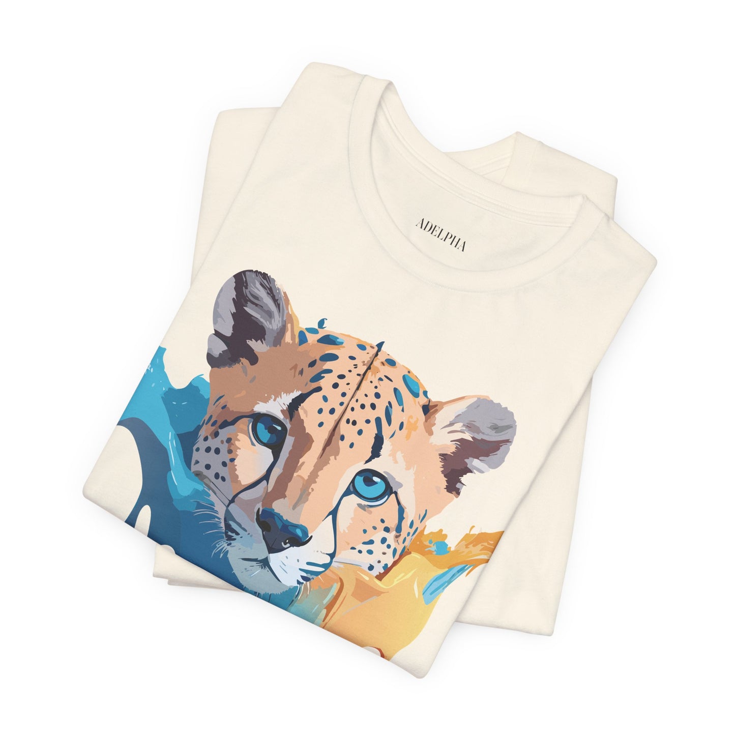 Natural Cotton Tee Shirt with Cheetah