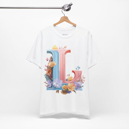 Natural Cotton Tee Shirt - Letters Collection - L Printify