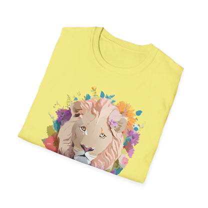Unisex Lion Shirt Floral Lion Tee Softstyle Gildan 64000 100 Percent Cotton