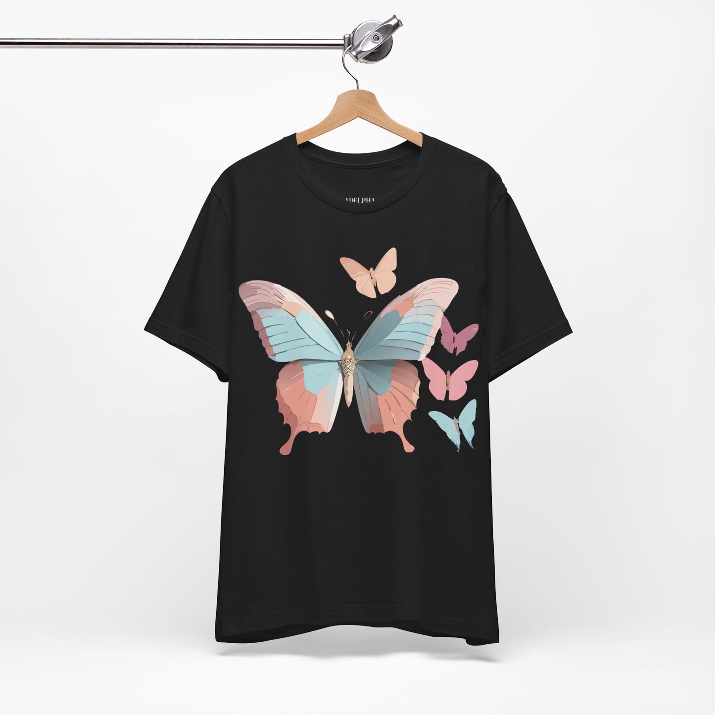 Natural Cotton Tee Shirt with Butterfly