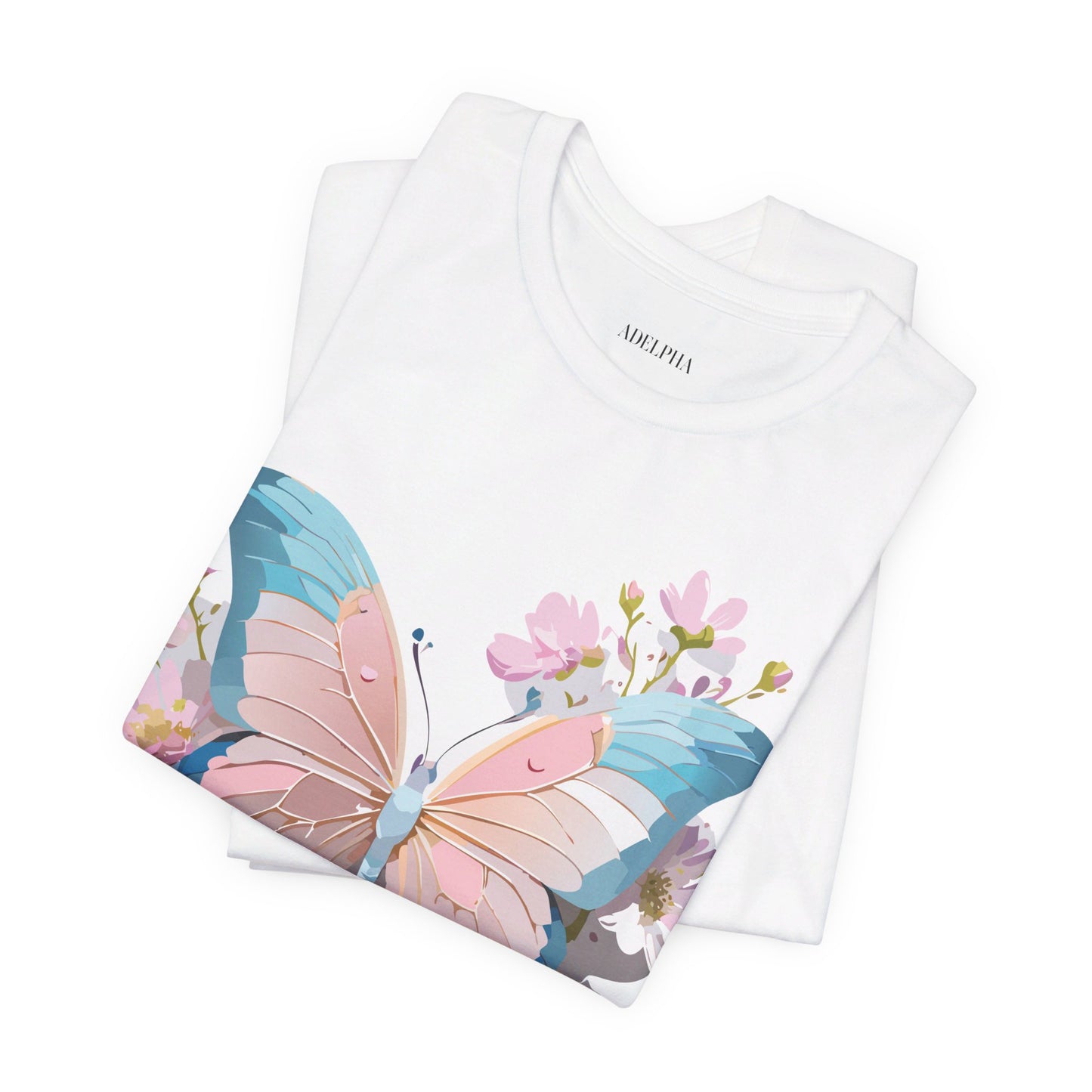 Natural Cotton Tee Shirt with Butterfly